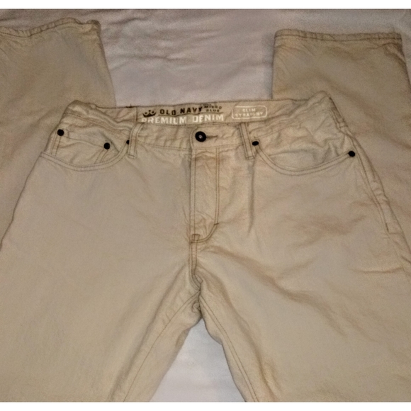 3/$24 Old Navy Khaki/Natural Slim Straight Jeans - Picture 2 of 3